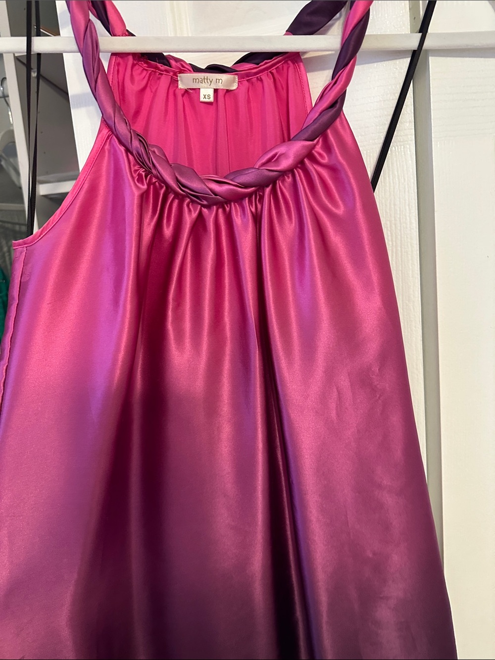 Matty M Girls' Shiny Braided-Strap Tank Top - Hot Pink
